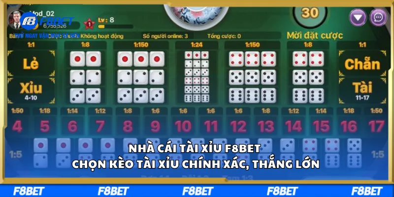 Nhà Cái Tài Xỉu F8BET – Chọn Kèo Tài Xỉu Chính Xác, Thắng Lớn
